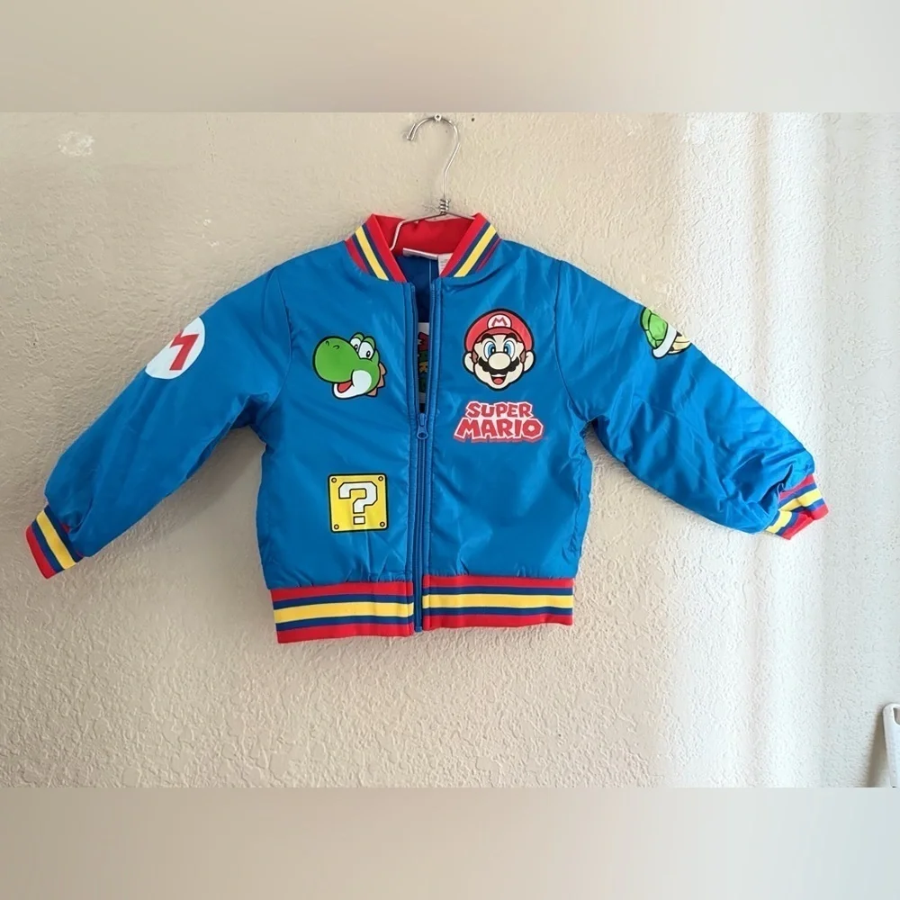 Nintendo Boys Super Mario Varsity Bomber Jacket (Little & Big Boys), Mario